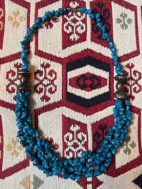 Handcrafted Turquoise Beaded Necklace with Silver Accents - Women Jewelry